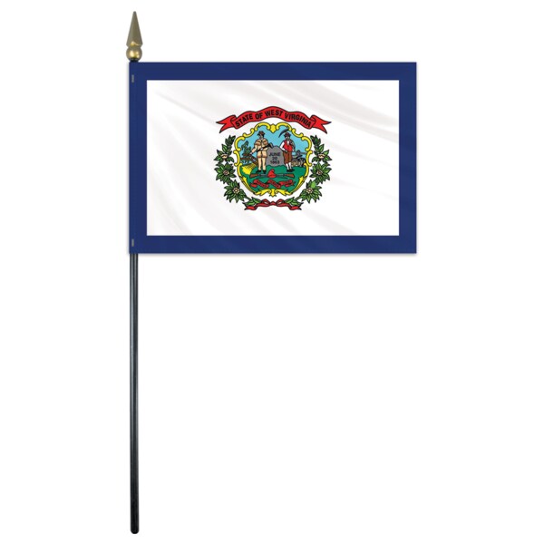 Global Flags Unlimited West Virginia Stick Flag 4"x6" E Gloss 200705 - main